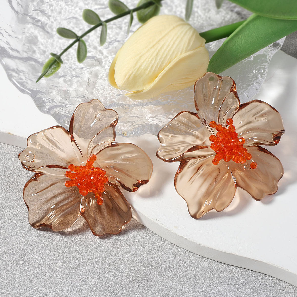Acrylic Floral Stud Earrings Hypoallergenic Fashion