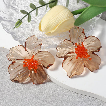 Acrylic Floral Stud Earrings Hypoallergenic Fashion