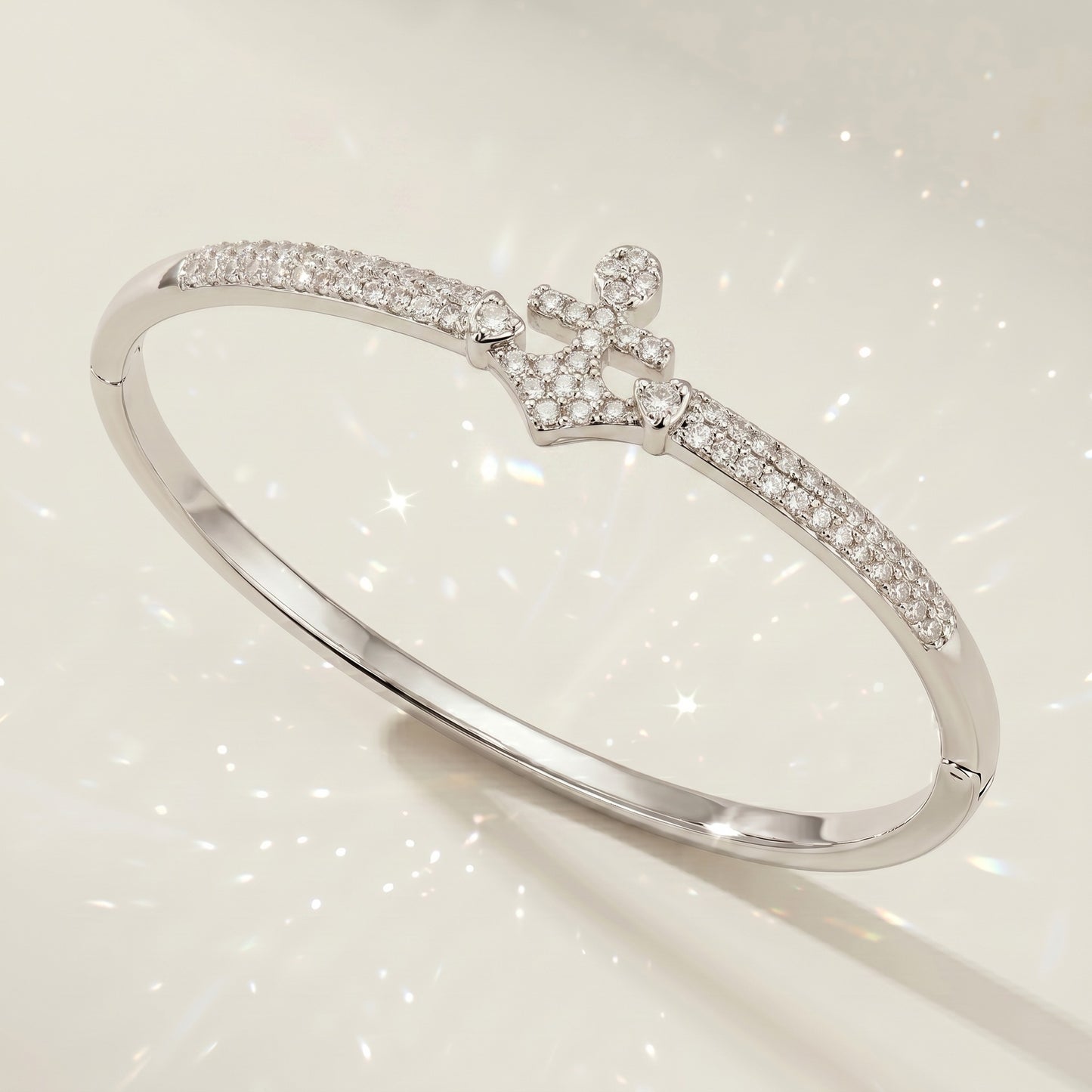 High-End Zirconia Stone Bangle with Nail Design for Weddings and Parties