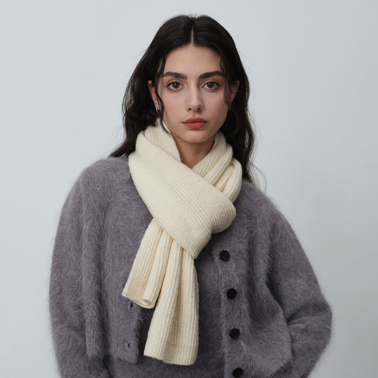 Wool Blend Knitted Scarf Soft Warm Cozy Fashionable Neck Warmer