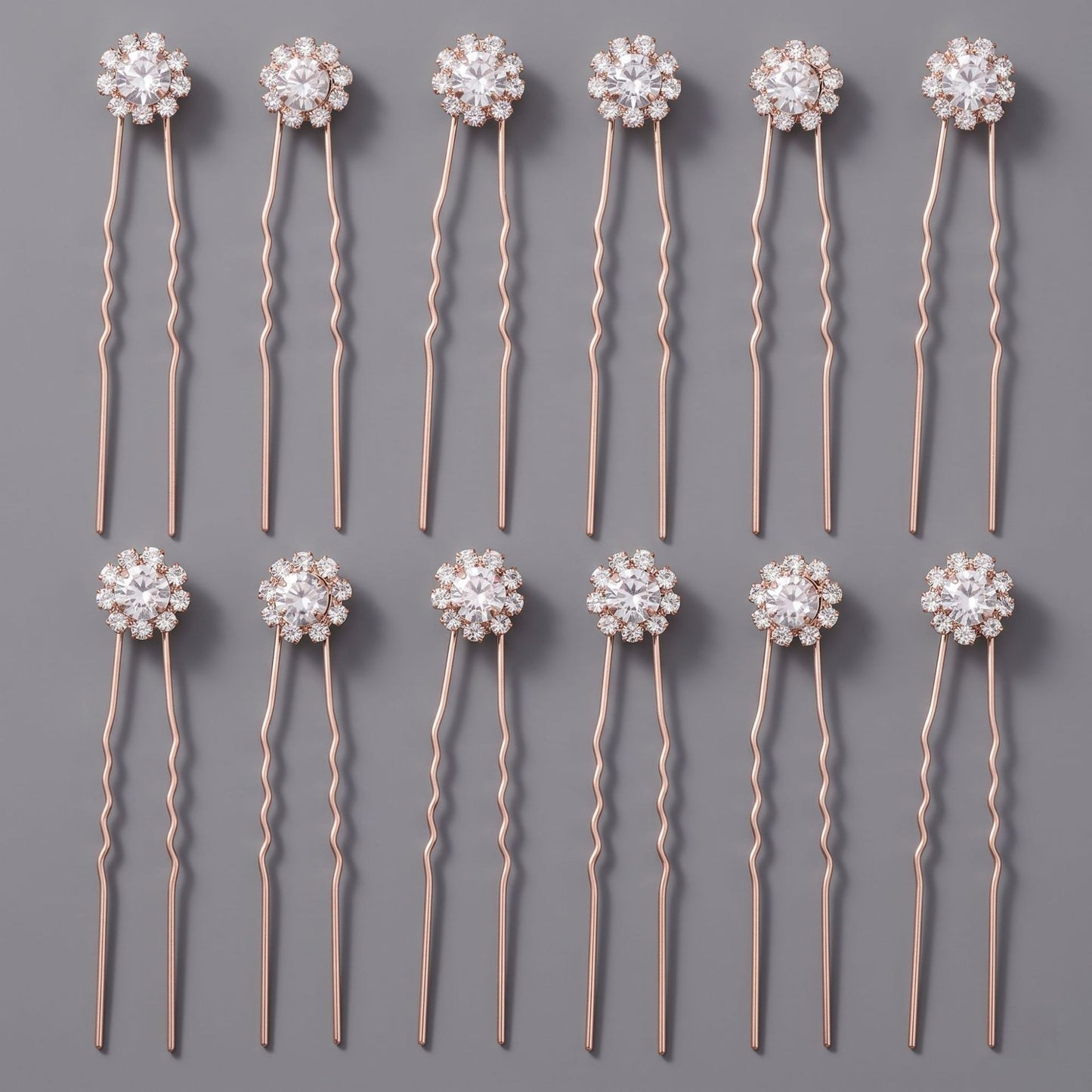 Floral Crystal U-Shaped Hairpin Set for Weddings and Special Occasions