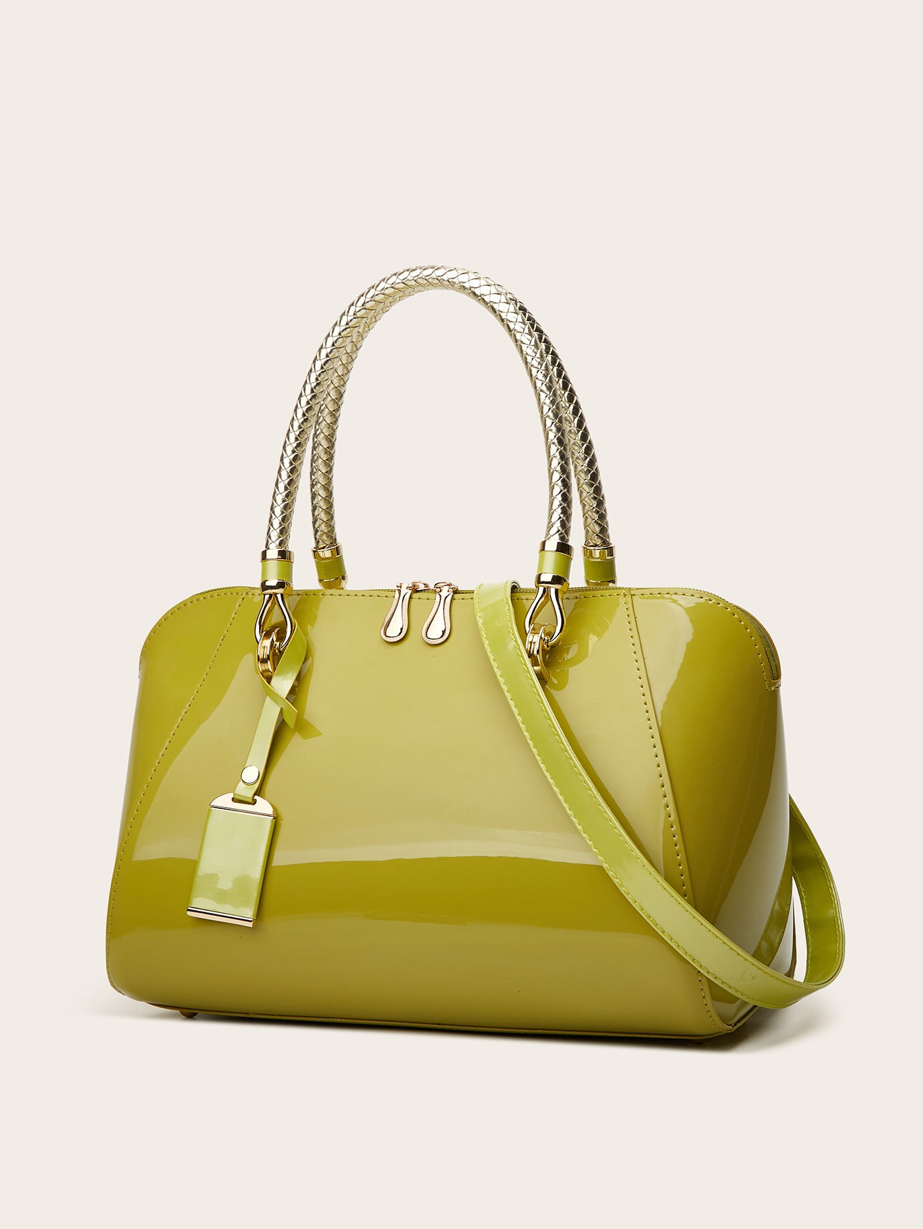 Versatile Patent Leather Boston Tote Bag for Women
