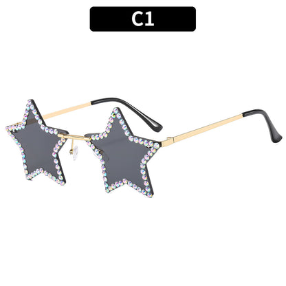 Trendy Geometric Star-Shaped Sunglasses with Metallic Frame
