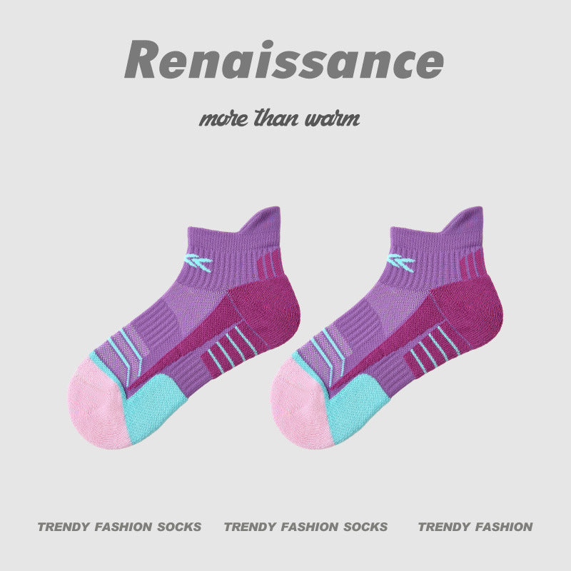 Running Socks Colorblock Mid Calf Moisture Wicking
