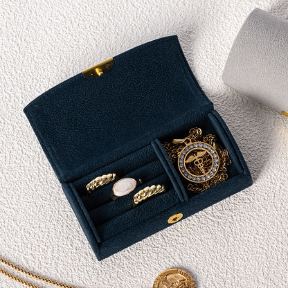 Mini Pearl Texture Velvet Jewelry Box Travel Case
