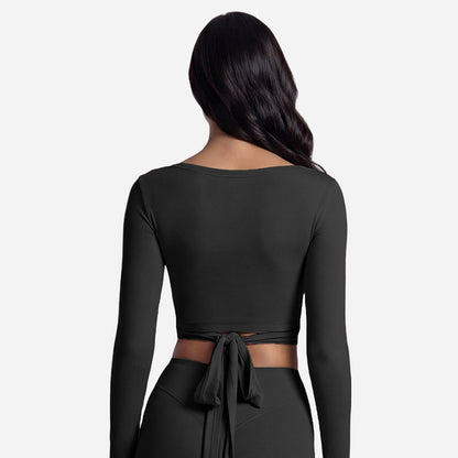 Cross-Back Long Sleeve Yoga Top & Pants Set