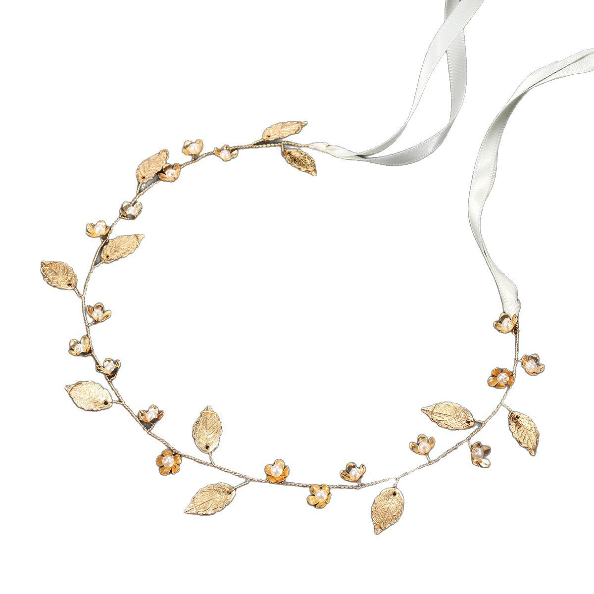 Gold Leaf Flower Handmade Alloy Bridal Hairband