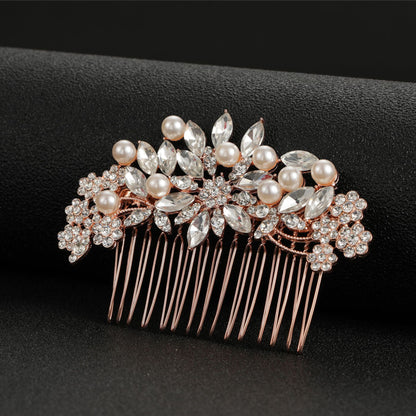 Minimalist Pearl Rhinestone Wedding Hair Comb