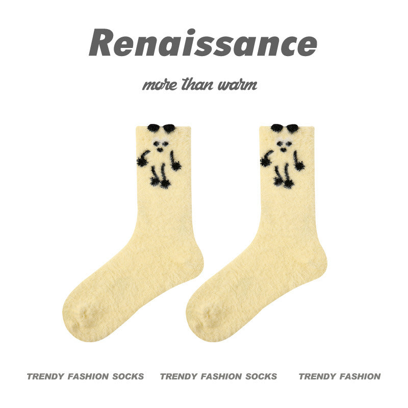 Cozy Cat Mid Calf Plush Polyester Socks