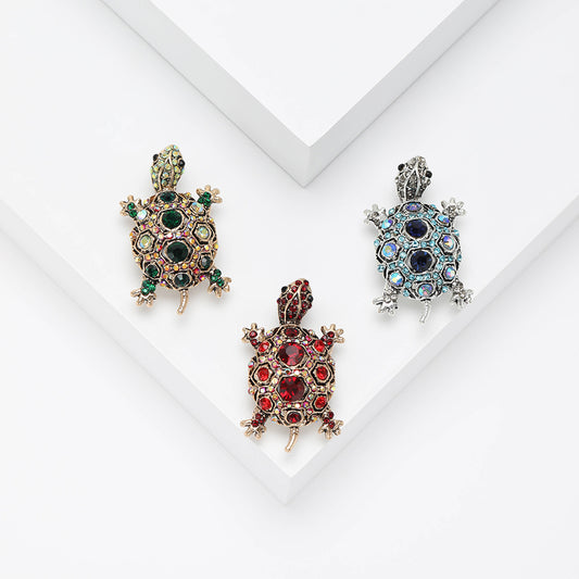 Fashionable Vintage Turtle Rhinestone Brooch Creative Animal Pin