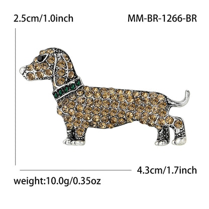 Alloy Dog Brooch with Rhinestones Stylish Animal Pin for Women