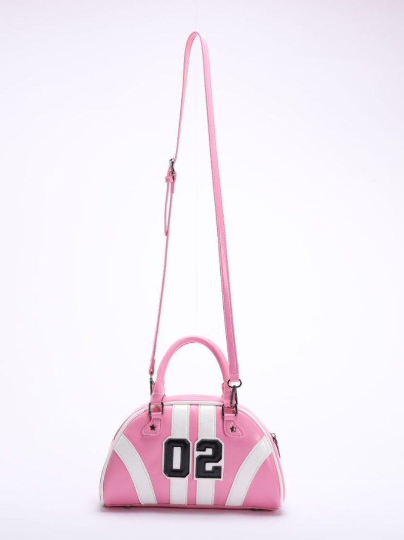 Bowling Bag for Women Trendy Colorblock PU Casual Crossbody