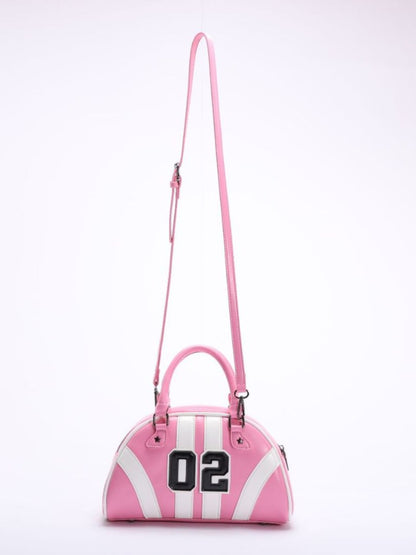 Bowling Bag for Women Trendy Colorblock PU Casual Crossbody