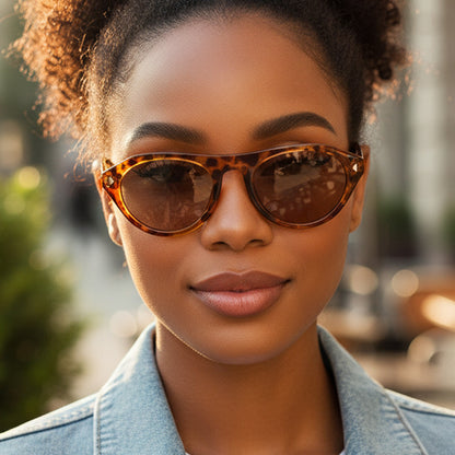 Trendy Oval Frame Sunglasses Fashionable Outdoor Shades
