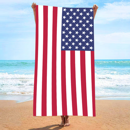 USA Pattern Beach Towel Ultra-Absorbent Quick-Dry Towel for Swimming and Gym