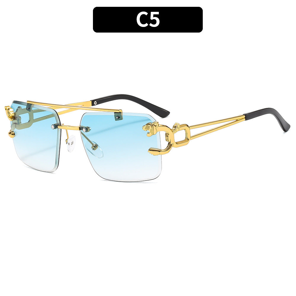 Trendy Metal Frame Leopard Sunglasses Polarized UV400 Protection