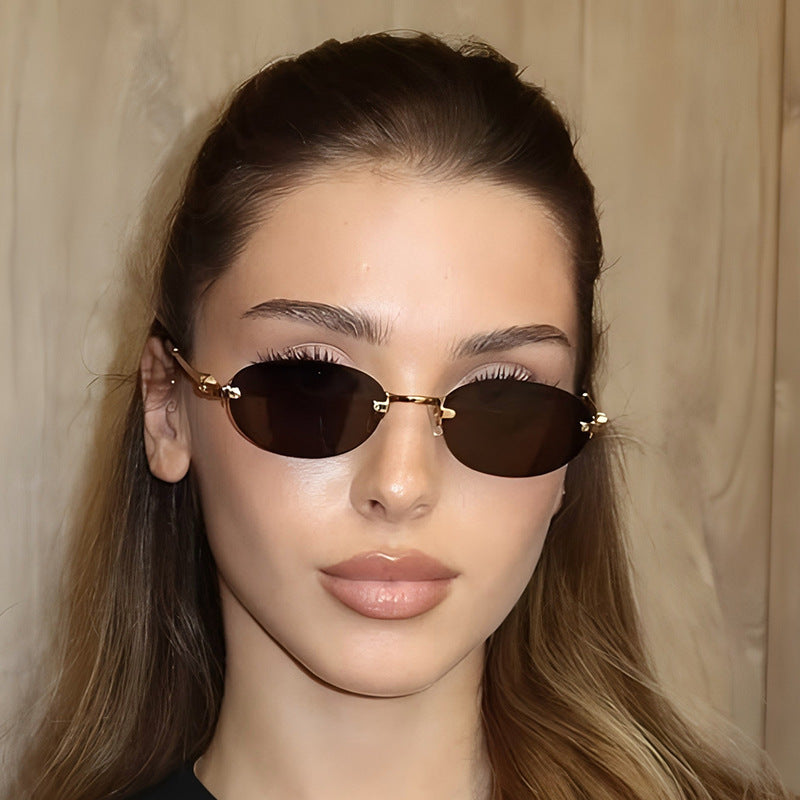 Oval Frame UV400 Sunglasses Stylish for Outdoor Activities
