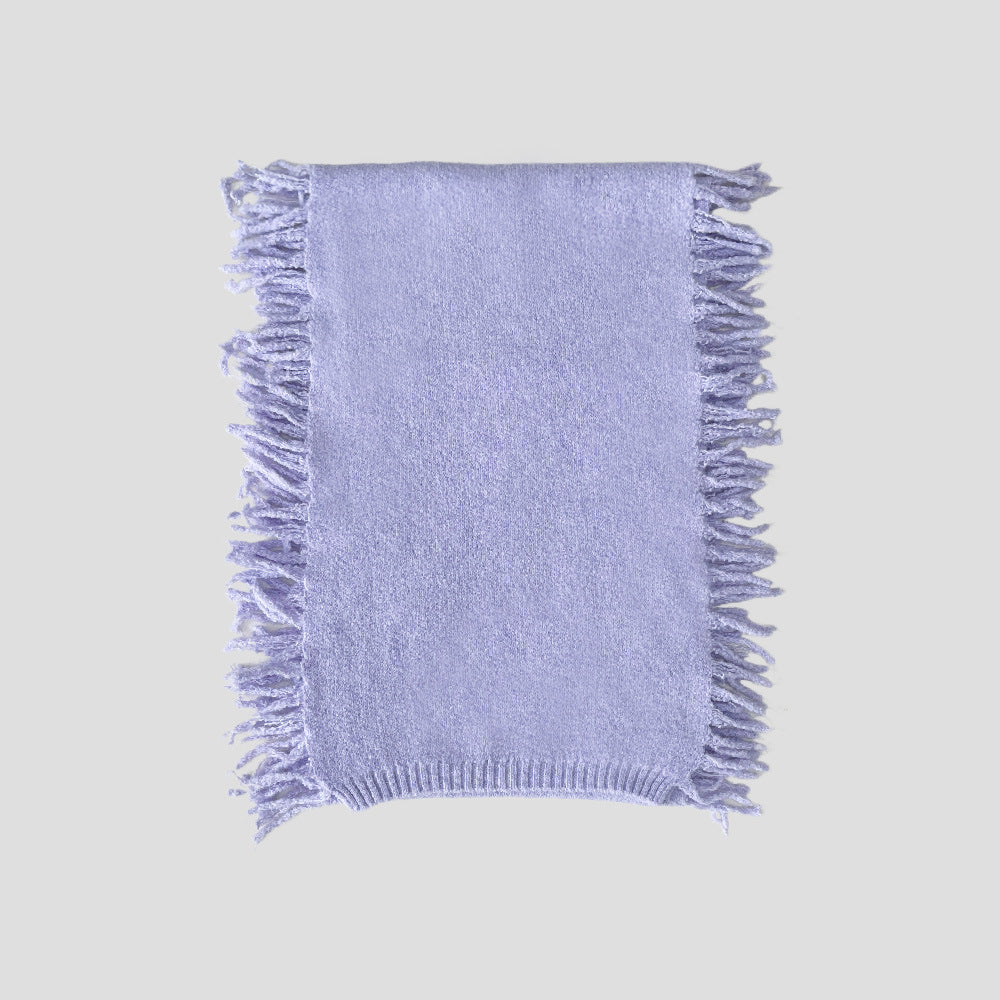 Knitted Tassel Wool Blend Scarf - Soft Casual Unisex Neck Warmer
