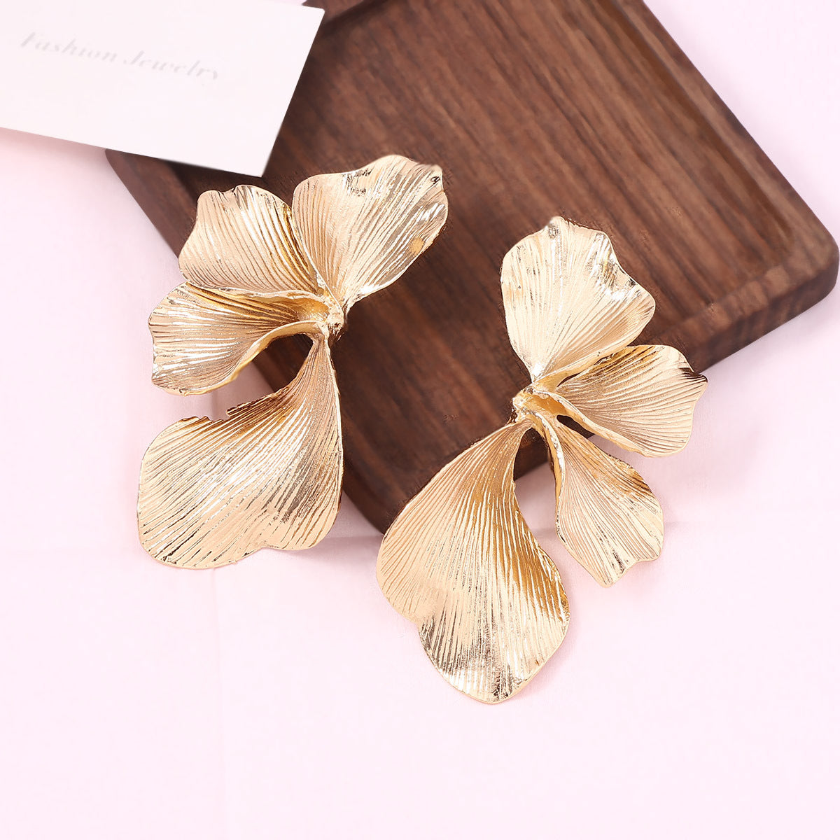 Petal Stud Earrings Layered Vintage Textured Minimalist