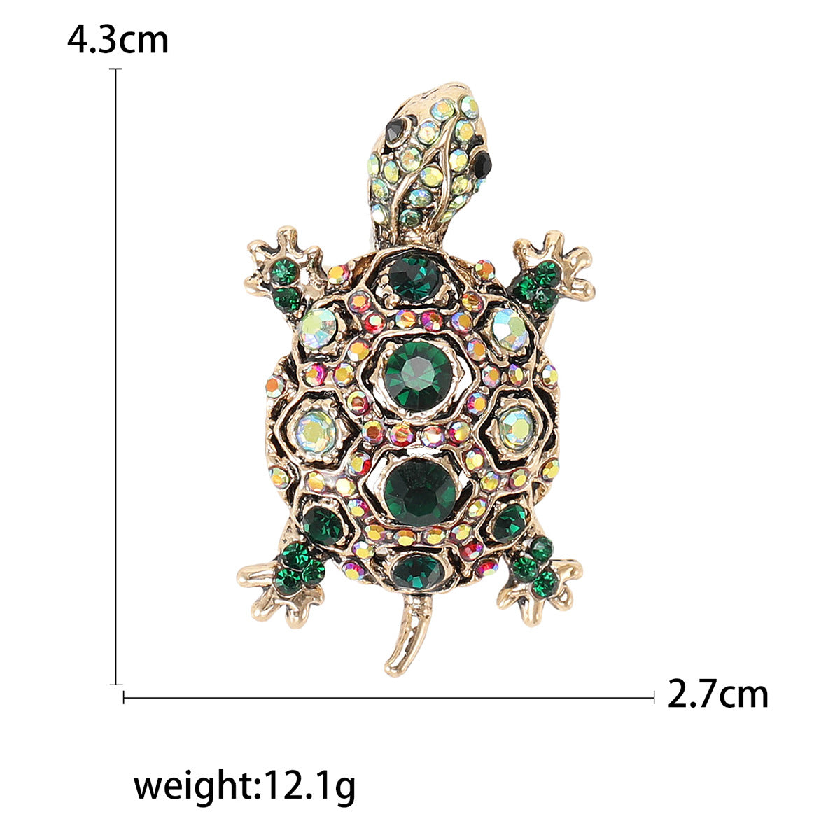 Fashionable Vintage Turtle Rhinestone Brooch Creative Animal Pin