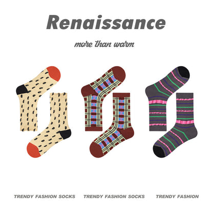 Mid Calf Vintage Gradient Cotton Socks