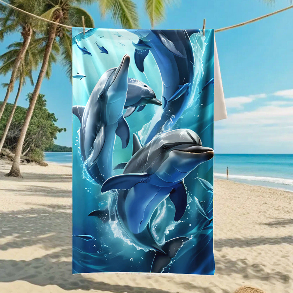 Customizable Turtle Print Beach Towel Ultra-Soft Microfiber Bath Towel