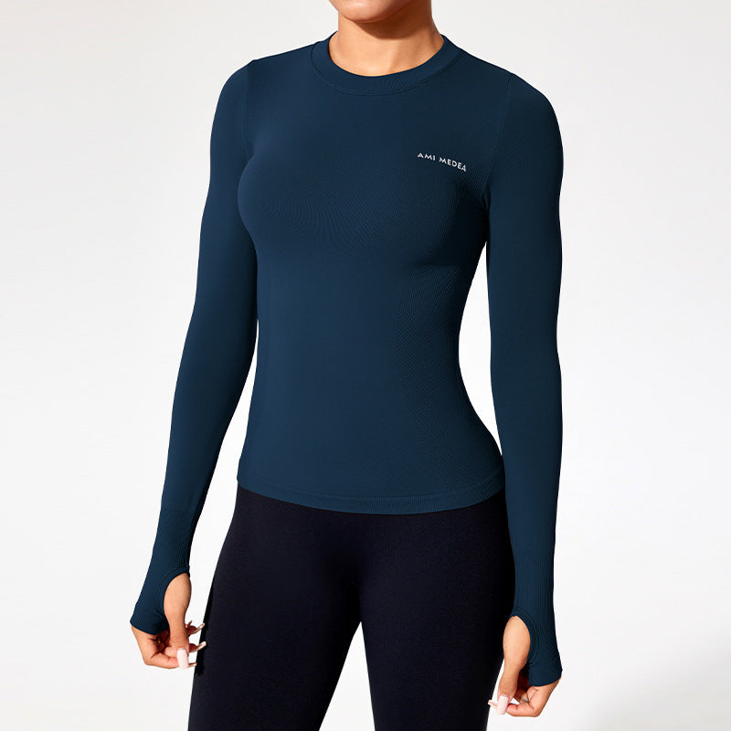 Women’s Fitted Long Sleeve Yoga Top - Moisture-Wicking Outdoor Training T-Shirt