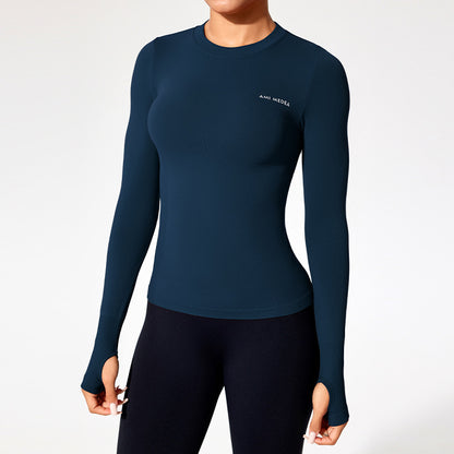 Women’s Fitted Long Sleeve Yoga Top - Moisture-Wicking Outdoor Training T-Shirt