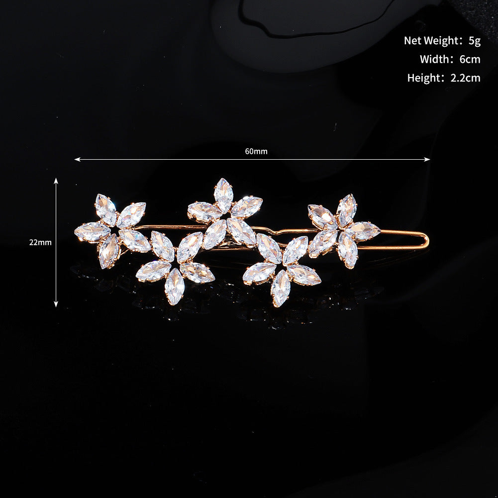 Elegant Rhinestone Hair Clips with Metal Side Pins