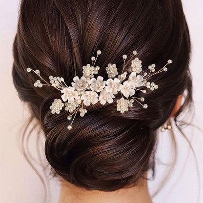 Handmade Pearl Flower Headpiece Wedding Hair Comb