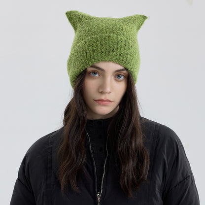 Handmade Wool Blend Knitted Beanie Unisex Casual Warm Hat