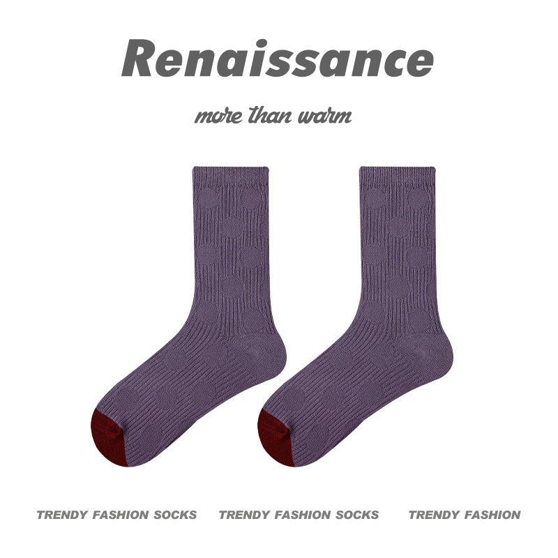 Mid Calf Seamless Wool Blend Striped Socks