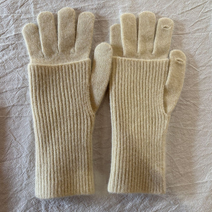 Women's Removable Touchscreen Wool-Blend Fingerless Gloves