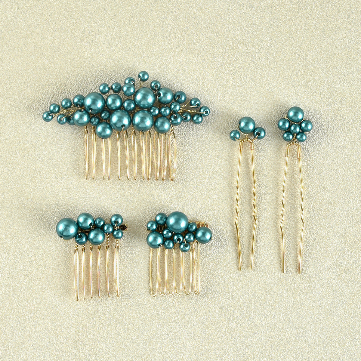 Set of 3 Combs and 2 Hair Pins Bridal Wedding Hair Accessories