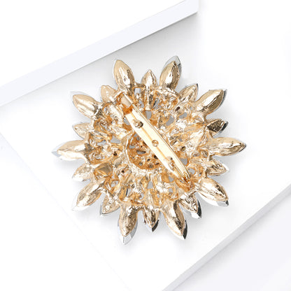 Alloy Creative Rhinestone Hollow Sunflower Flower Brooch Stylish Elegant Pin