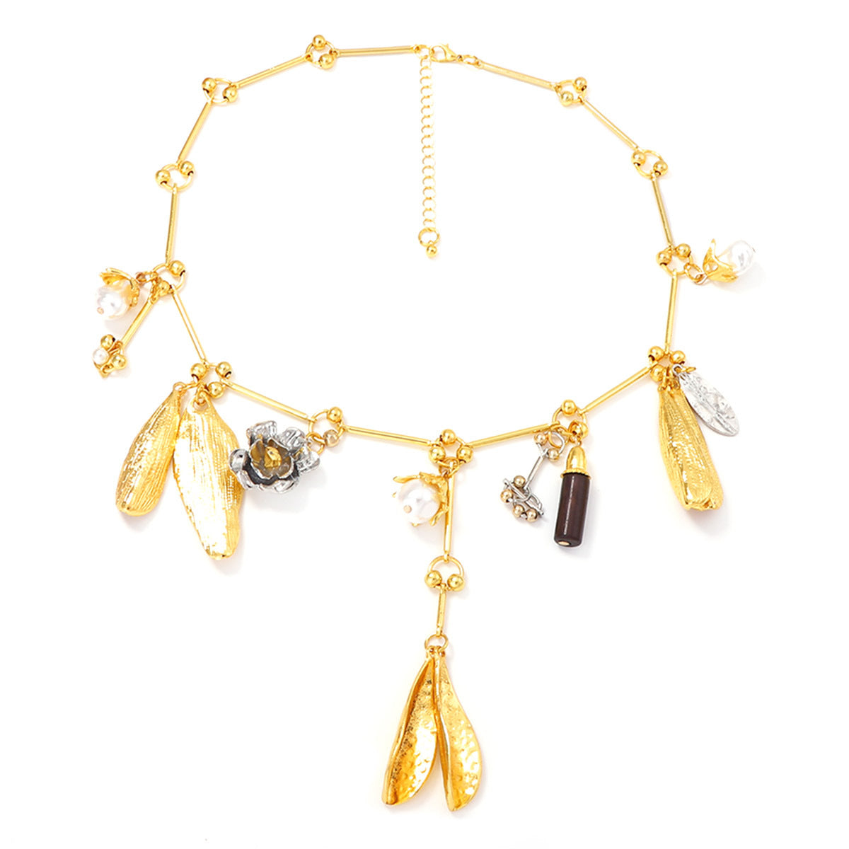 Leaf Pendant Alloy Necklace Vintage Statement Jewelry