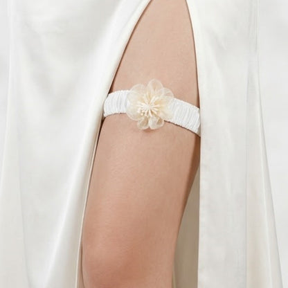 Bridal Lace Garter Belt with Rhinestones and Pearls for Elegant Weddings