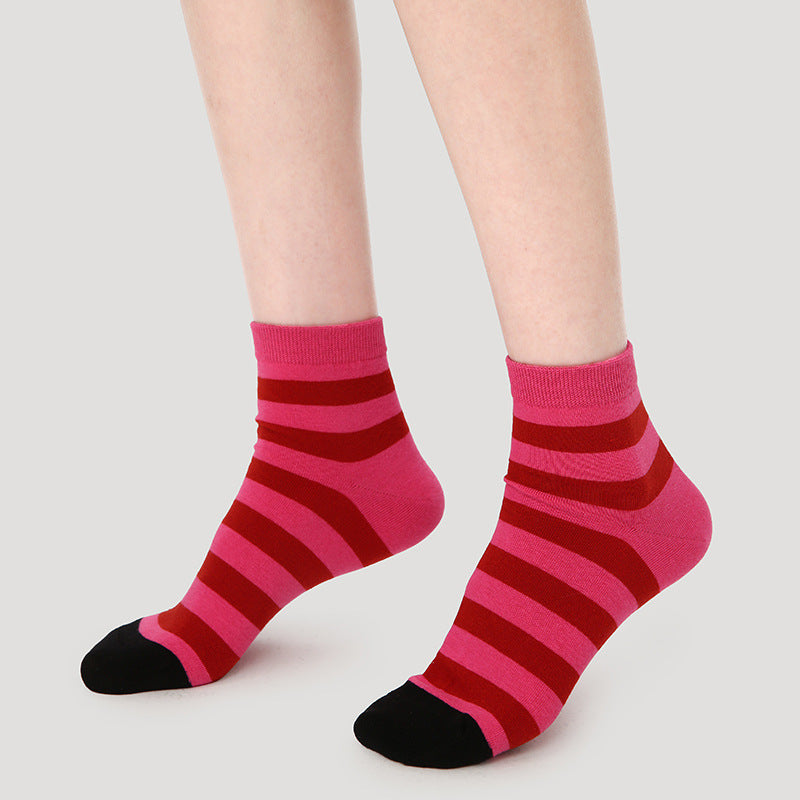 Socks Colorblock Striped Dot Combed Cotton Sporty