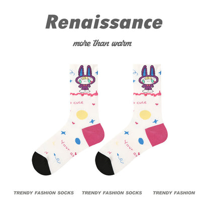 Renaissance Embossed Mid Calf Cotton Socks