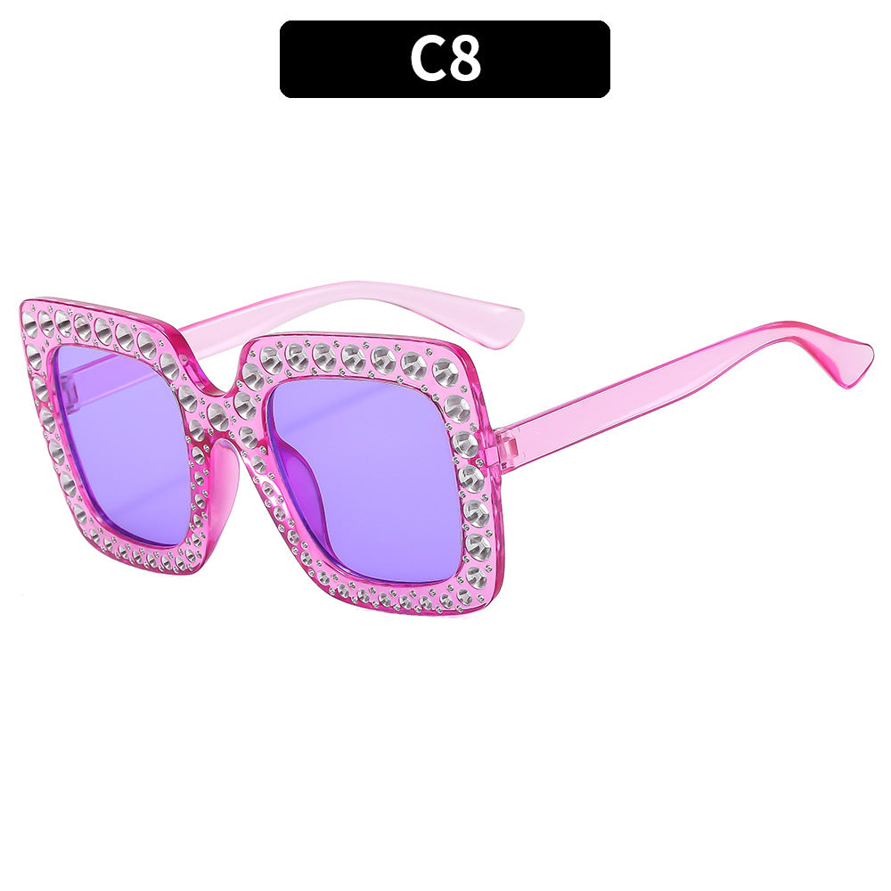 Colorful Gemstone-Embellished Disco Sunglasses Retro Style