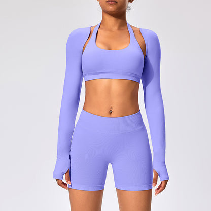 Women's Outdoor Yoga Set with Open Back Sports Bra and Pants