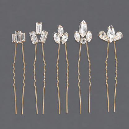Handcrafted Pearl Hairpins With Rhinestones For Weddings
