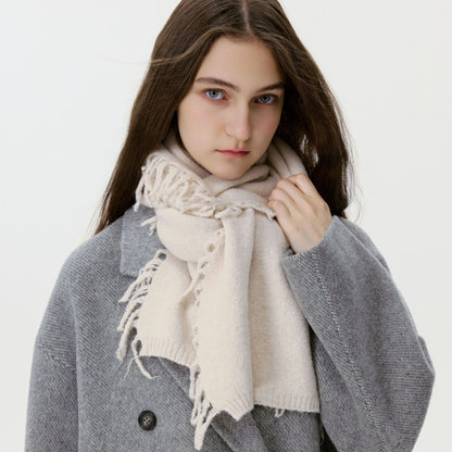 Knitted Tassel Wool Blend Scarf - Soft Casual Unisex Neck Warmer