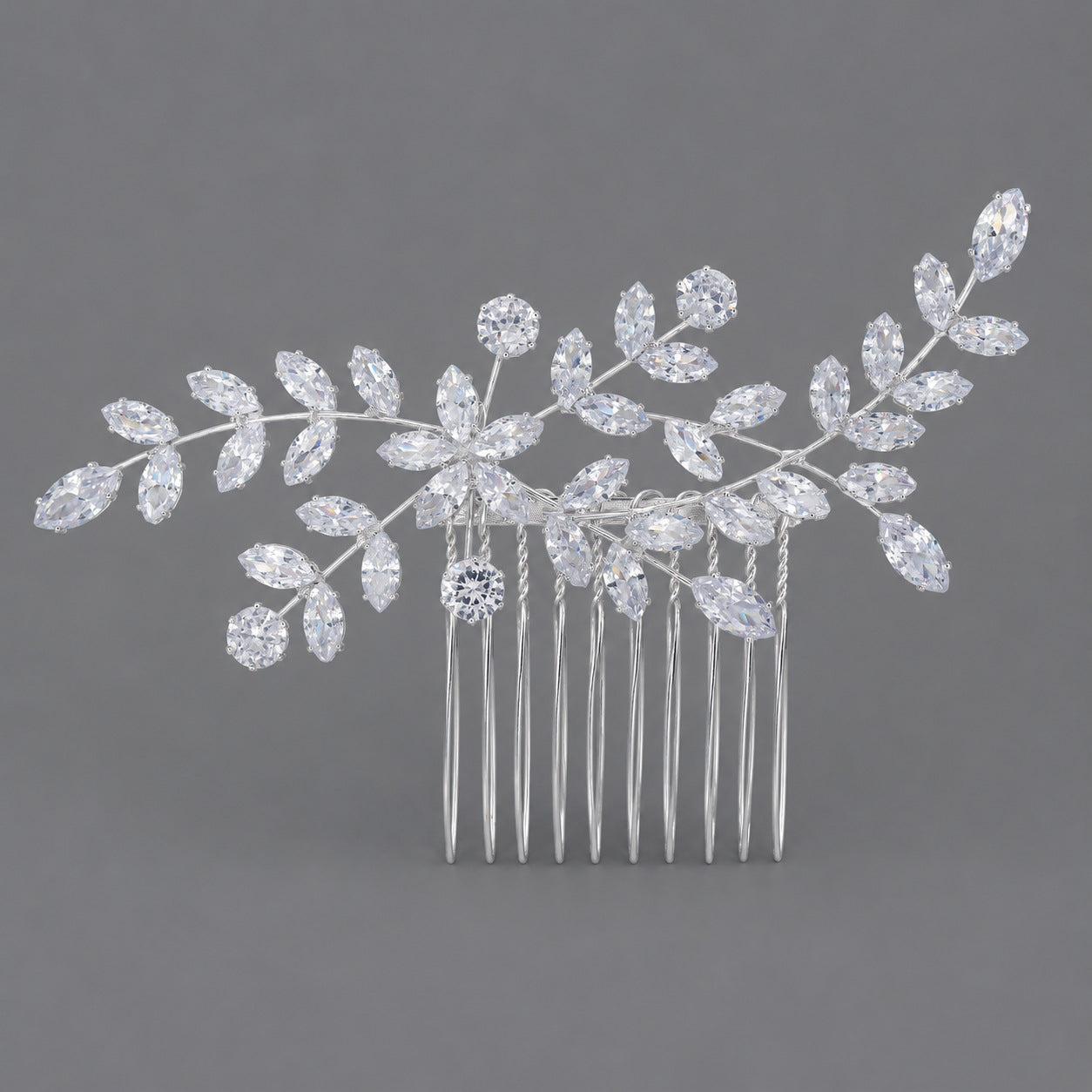 Vintage Floral Zircon Hair Comb Elegant Bridal Headpiece
