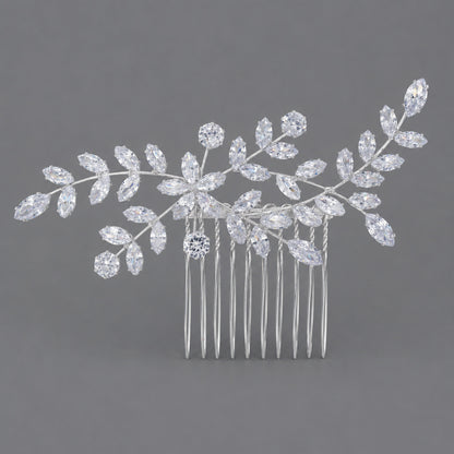 Vintage Floral Zircon Hair Comb Elegant Bridal Headpiece