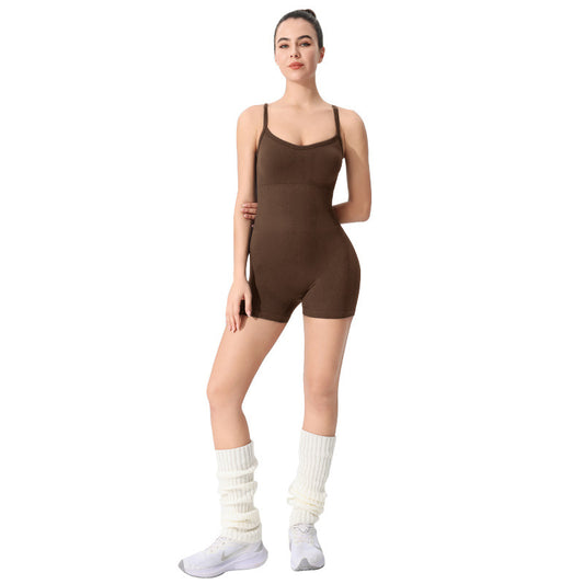 Workout Bodysuit with Straps for Yoga and Fitness