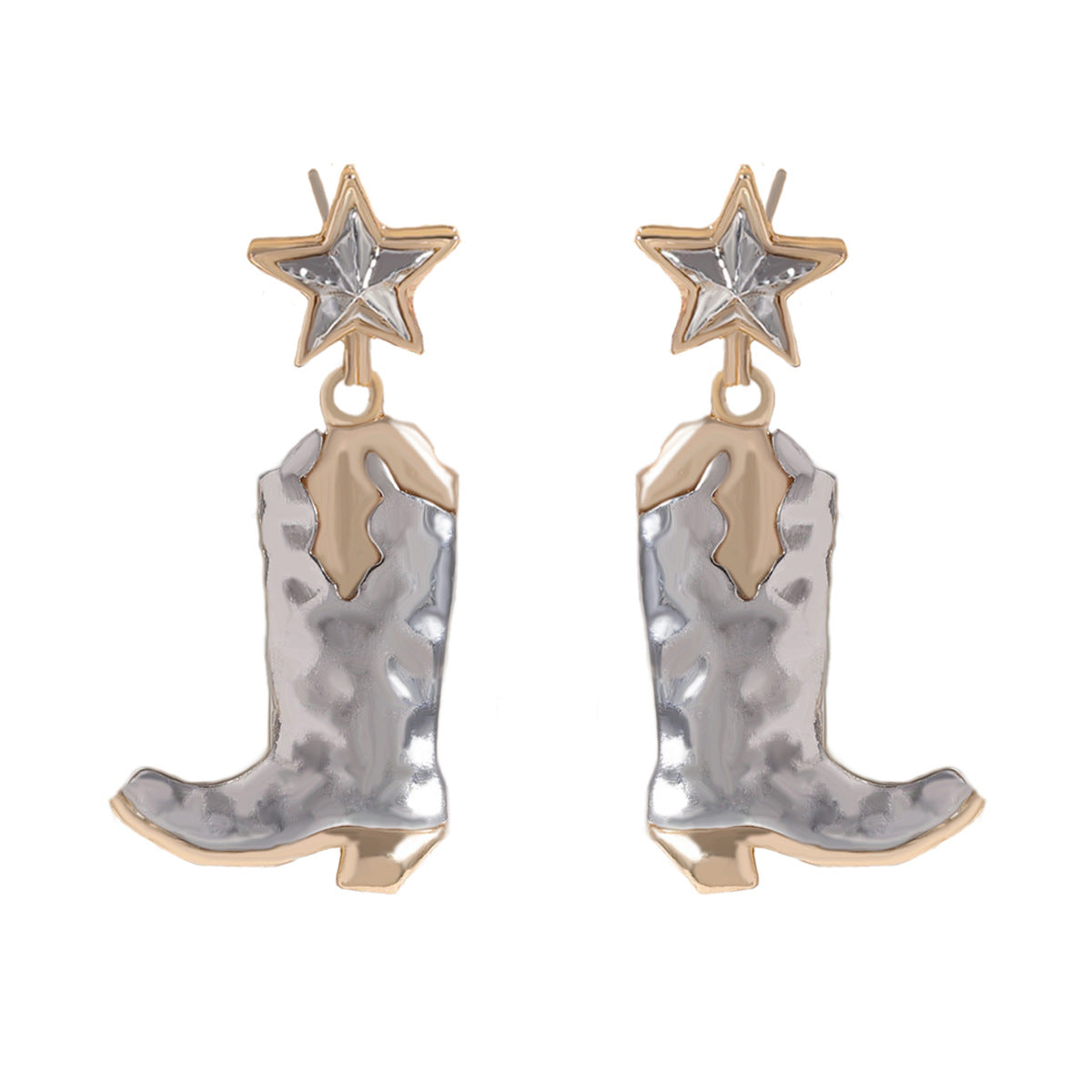 Combat Boot Star Alloy Statement Earrings