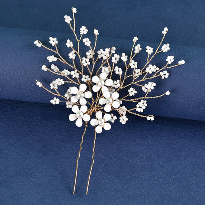 Floral U Shaped Hairpin Wedding Hairpiece