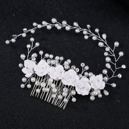 Handmade Pearl Floral Hair Comb Headband Wedding Hairpiece