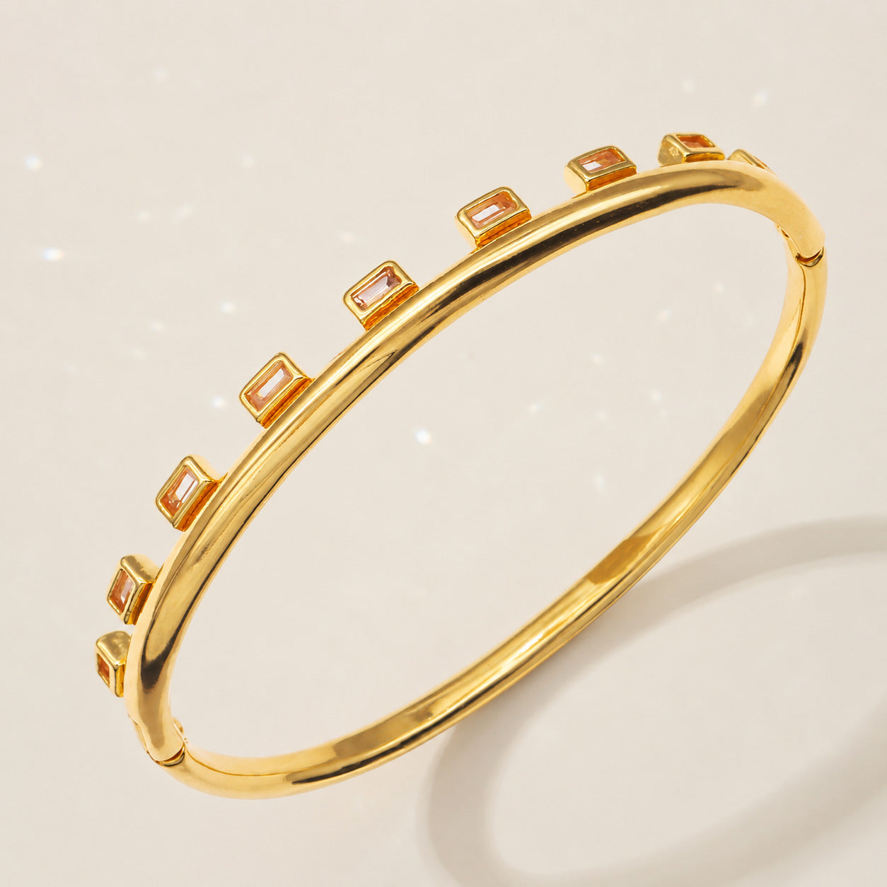 High-End Zirconia Stone Bangle with Nail Design for Weddings and Parties